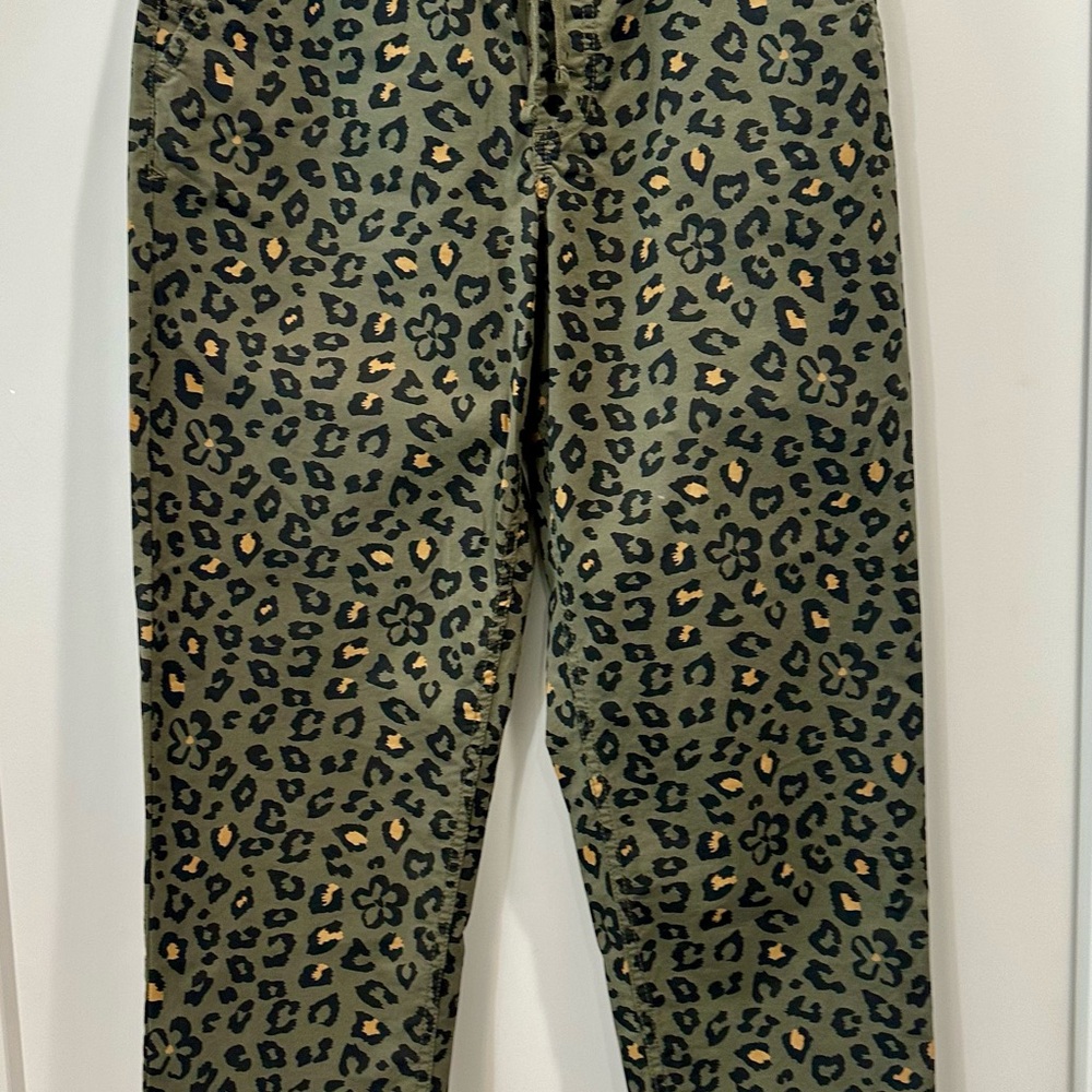 Vans Olive Green Leopard & Daisy Relaxed fit pants